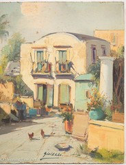 Vintage Impressionist Oil Painting Bay of Naples, Italy Vesuvius Signed 9.5×12″