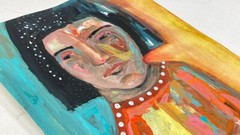 Original Portrait Painting 9×12 Grungy Artsy Expressive Woman Wall Art Miz Katie
