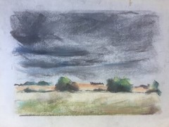 Franz Ehmke 1928-2018 GDR Painter° Weidenlandschaft At Thunderstorm Nature