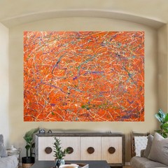 Jackson Pollock Style Giant Canvas Painting 84”X62” (7 Foot) Abstract Modern XL