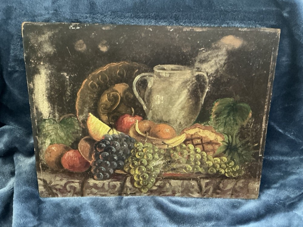 Antique ORIGINAL ART STILL LIFE, Gorgeous,No Frame/sign., Artists Board, fruit