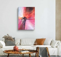 Original Expressionist Closeup Red Flower 18 x 24 Acrylic Art Painting