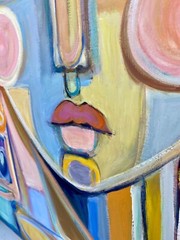 Abstract Portrait Painting Colorful Modern Original Wall Art Face Canvas Boho