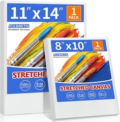 Artist-Ready Stretched Canvases, 2 Pack in 8×10 & 11×14 for Instant Creativity