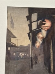 Antique California Painting China Town Impressionist Night Helen Coan Rare 1920