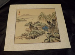 1 ORIENTAL RICE PAPER PAINTING READY FOR FRAMING 10″ BY 12″ RECTANGLE LANDSCAPE