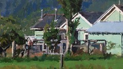 Douglas Ferrin American Oil Painting on Board Farmhouse Signed Dated