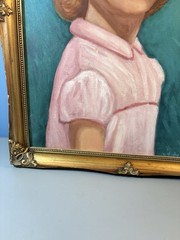 Portrait of A Young Woman 21 1/2 x 17 Oil On Canvas Signed by Steven’s 1965 VG