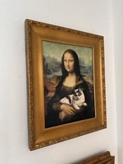19×24 Mona Lisa by Leonardo Da Vinci with A Cat Canvas With Certificates New