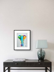 Original Signed 9×12 Elephant Acrylic Art Colorful Expressionist Home Decor