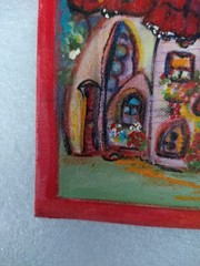 Whimsical Folk Art Painting Fantasy Little Homes 6″/6″ Acrylic Paint Original