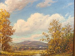 Antique William Paskell New Hampshire Fall Landscape O/C Painting