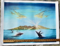 WHALES OF MAUI HAWAII AMAZING LARGE CANVAS LISTED ARTIST SIGNED and NUMBERED