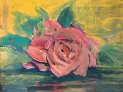 Rose – Pink on Yellow 13 x 16 in. Acrylic on illustration board Hall Groat Sr.