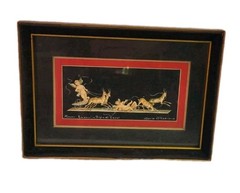 Maria Graziano Gouache Painting Pompeii Amorini Cherubs Deer Chariot Signed Art
