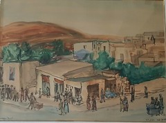 ZVI EHRMAN (1903-1993), Aquarelle on Paper, Old Safed City Daily Scene, Signed