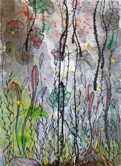 Swamp– Original Modern Ecoline, Acrylic, and Ink Hand Painted Art