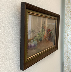 VTG Fruit Still Life Watercolor Painting of Grapes Framed Impressionist Art