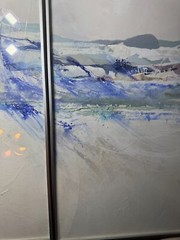 Delores Ann Ziegler (20th c) „Abstract Scene“ Mixed Media Triptych Artwork