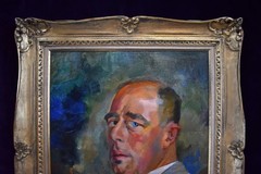 1950 Belgian Portrait Oil Painting Edmond Dutry Double-Sided Ghent Salon Artist