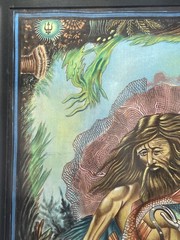 Original Painting on Cloth Astrology Zodiac Pisces Neptune Jupiter Tarot FRAMED