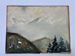 2 VTG Ralph Fanning A Leysin-Vaud Switzerland Watercolor Forest Mountain Scene