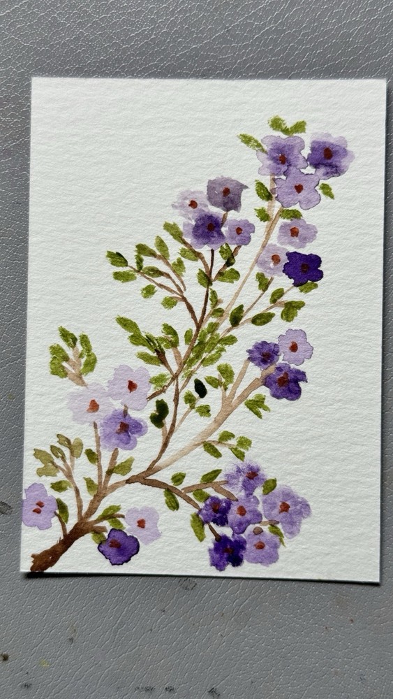 ACEO Original Painting – Flowers, Purple Blossom – Chaotic Sanity | Sameera