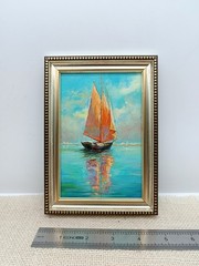 Original Seascape Oil Painting Sailboat Realism Signed Framed Artwork 6×4