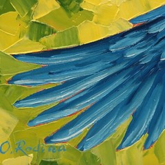Blue Jay Bird Painting, Original Blue Jay, Flight, Art, Blue Jay Flying Bird Oil