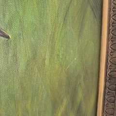 Vntg Oil Painting Swan And Cygnets On Nest Framed Signed