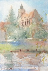GERRY MILLER. Watercolour. „Beeskow“. No frame. 19x28cm.