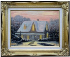 Framed Quality Hand Painted Oil Painting, Snowing Landscape – 2, 12x16in