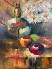 Carla Sue Rucker Nix „Vase Of Flowers Scene“ – Oil Painting – Signed And Framed