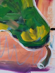 MONA VIVAR Original 11×14 Colorful Kitchen Pear Fruit Abstract Fine Art Painting