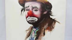 Clown Painting Rusty Rust EMMETT KELLY Oil Canvas 1982 1/250 24″ x 20″ Sad