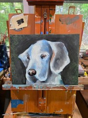 8″ x 12″ Oil Painting of a White Dog