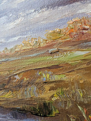ORIGINAL OIL impasto Painting Autumn Fall River LANDSCAPE 10″x 8″ by Olga Diduh