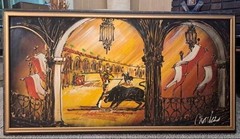 Carlo of Hollywood Matador Vs Bull Painting Art w/ Working Lights!!