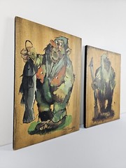 2x Vintage Original Signed Erik A Eriksen Paintings 14×9.5 Norwegian Folk Art