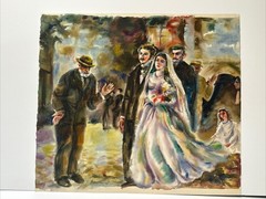 Vintage Russian Painting Soviet USSR Collection Portrait Wedding Signed Listed