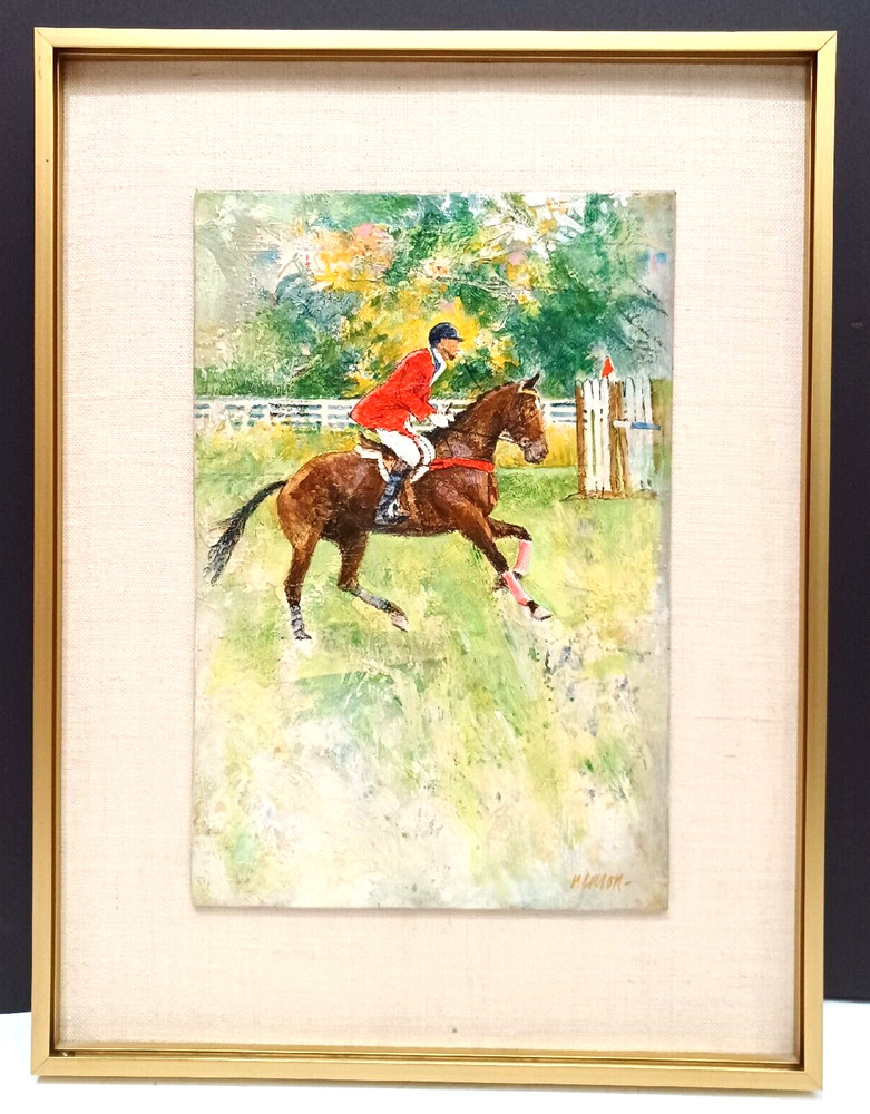 AMERICAN FRED MASON SIGNED O/C EQUESTRIAN 1996 OLYMPIAN BRUCE DAVIDSON FRAMED