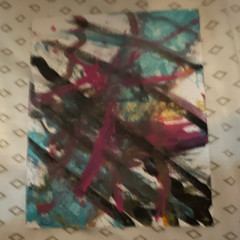 Abstract Painting on Canvas – Teal, Pink, Black, Magenta – Single Piece