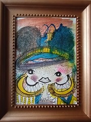 Original ACEO Abstract Mixed Media 3.5″x 2.5″ Anime Artwork OOAK CH0716B