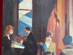 EDWARD HOPPER oil painting on canvas, vtg stamped signed