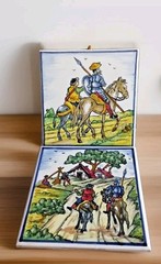 J.Roig RARE VTG HandPainted 12 Tiles Barcelona 6″ x 6″ Signed Artist JRoig