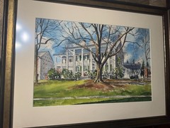 Large Fred Bees (1917 – 2002) „Manor House & Landscape Scene“ WC Painting-Framed