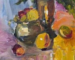 art 788 Original Oil Painting 24×20 in Still Life with Orchids in Vase Realism