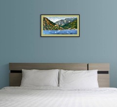 Lake Lugano Painting Original Art Oil Painting Italy Landscape 10×20″ signed