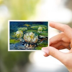 Original White Lotus #36 ACEO Landscape Oil Painting Collectable Art 2.5×3.5 in