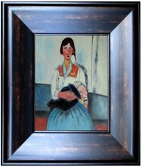 Framed Modigliani’s Gypsy Woman Repro, Quality Hand Painted Oil Painting, 8x10in